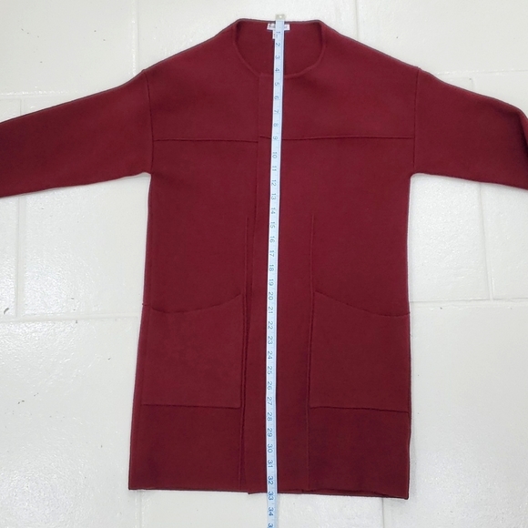 Rebecca Elliot cardigan sweater women's small burgundy long open front - Picture 4 of 8